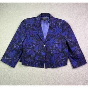 Rag & Bone Blazer Womens 0 Purple Floral Cropped Pleated Jacket